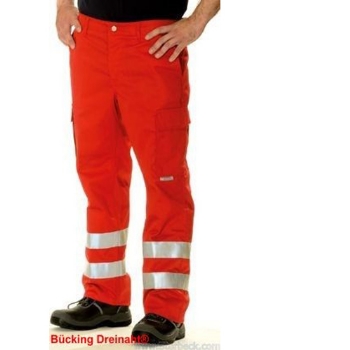 Einsatzhose Modell 2398 in rot, weiß, marine & grau			
65% Polyester, 35% Baumwolle
